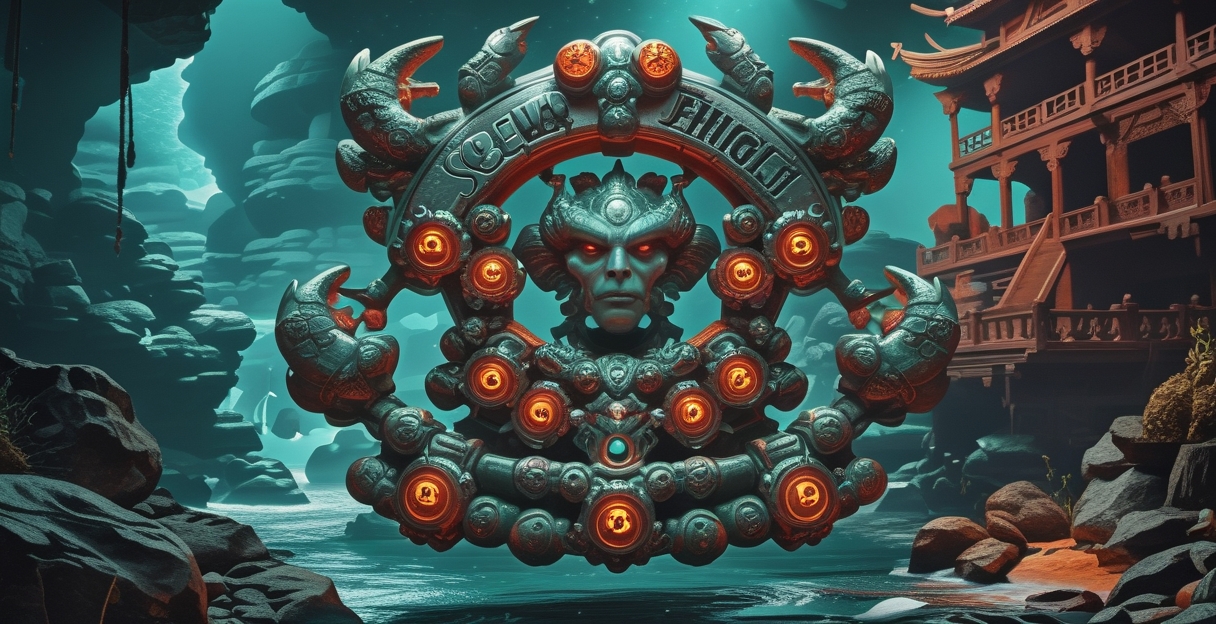 Boss Hoàng Đế Biển CQ9 Sea Emperor ngồi ngai vàng san hô phóng tia sét teal dữ dội